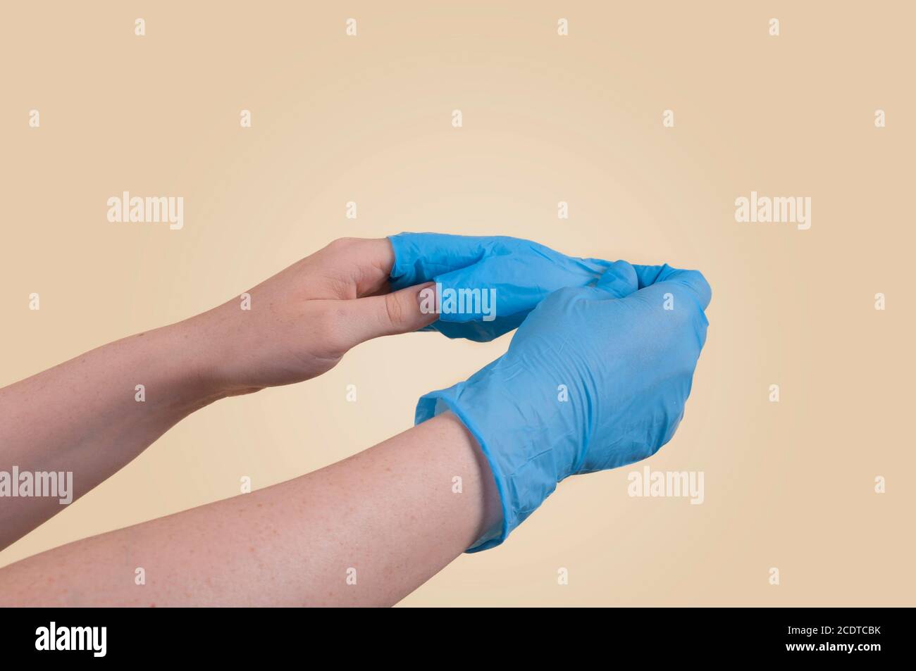Medical gloves on hands. Medical gloves to protect against infection
