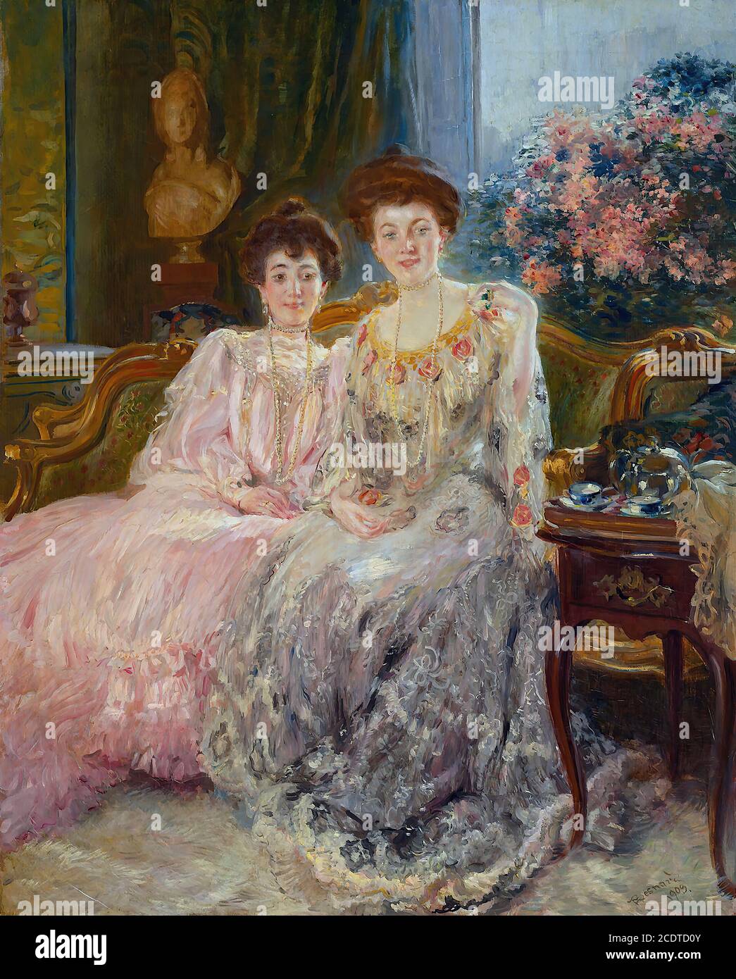 Besnard  Albert - Portrait of the Kharitonenko Sisters (Princess Elena Urusova and Countess Natalia Stenbock-Fermor) - French School - 19th  Century Stock Photo