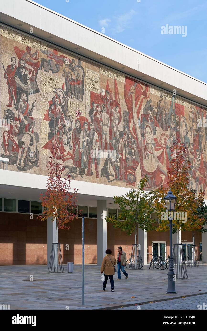 The Kulturpalast in Dresden with the mural the way of the red flag from the year 1969 Stock Photo