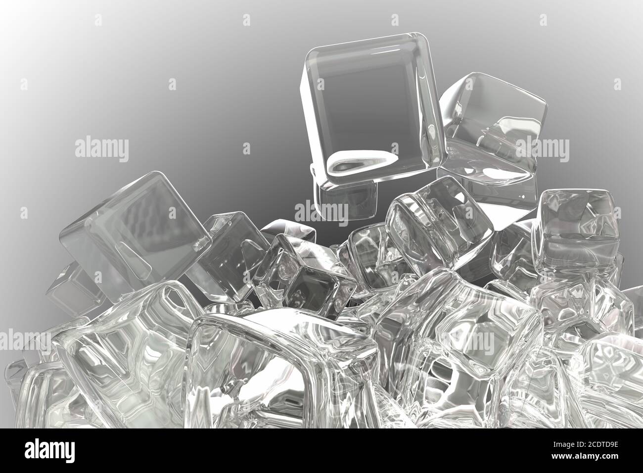 Ice cubes isolated on gray background 3d illustration Stock Photo