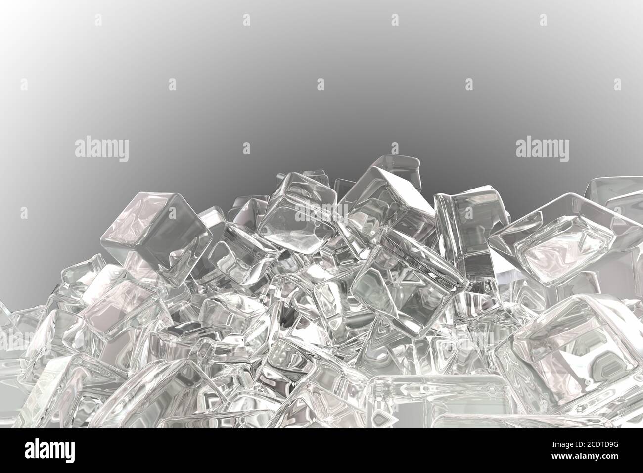 Ice cubes isolated on gray background 3d illustration Stock Photo