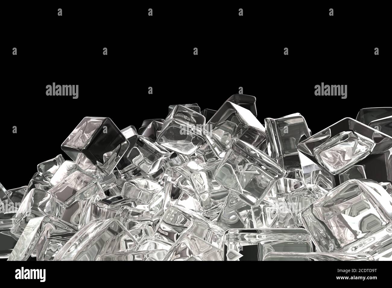 Ice cubes isolated on black background 3d illustration Stock Photo - Alamy