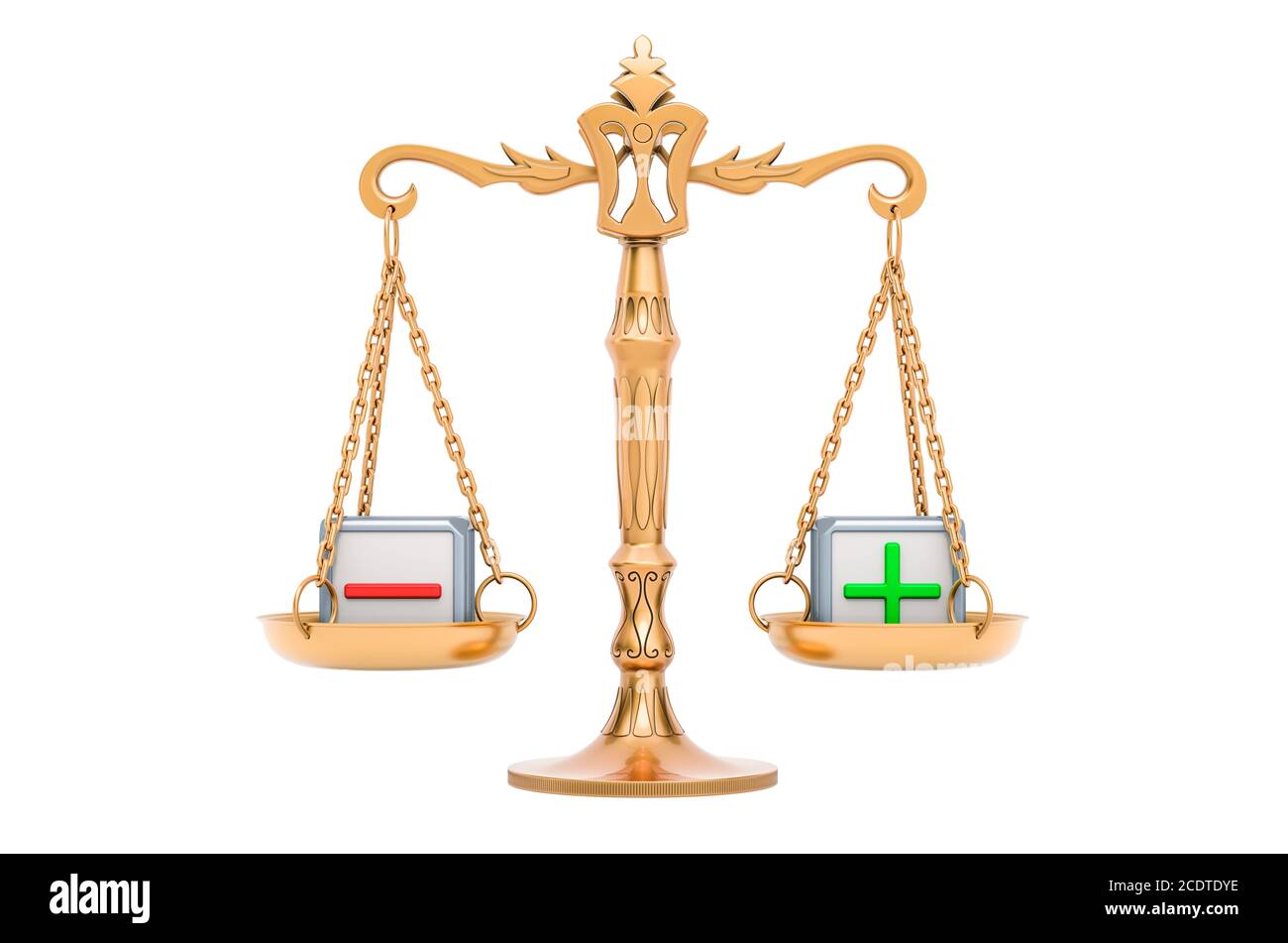 Scales, balance plus or minus concept. 3D rendering isolated on white ...