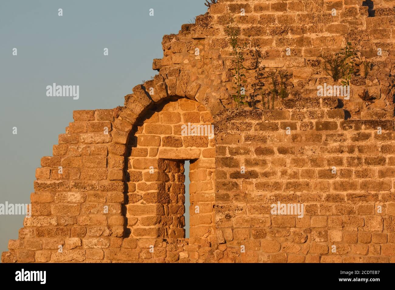 Old Roman fort ruins in Caesarea, Northern Israel. Stock Photo