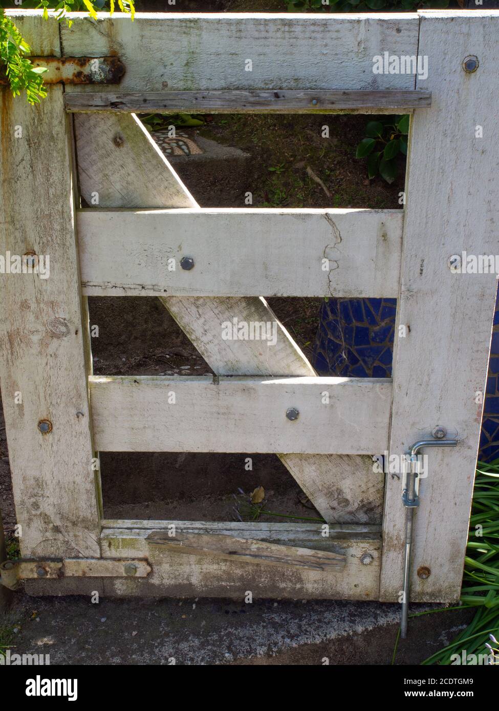 Bolted Shut Wooden Gate Stock Photo