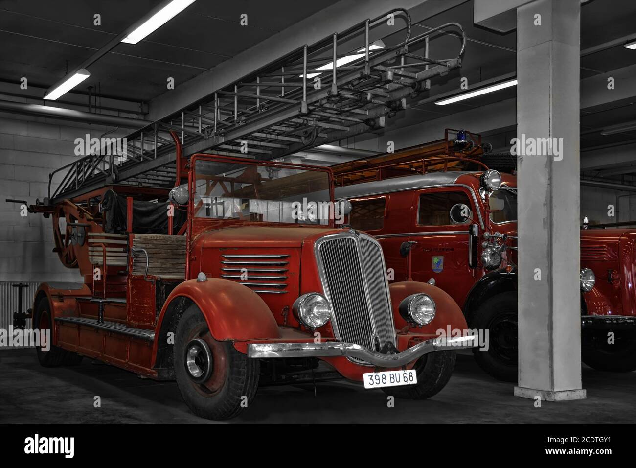 historical fire trucks Stock Photo