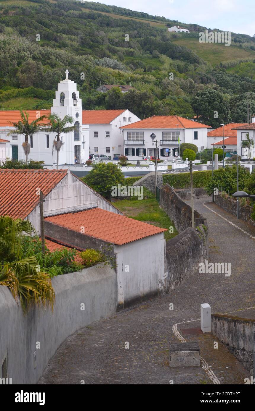 The small, but rich in history city of Horta in Faial island, Azores archipelago, Portugal Stock Photo