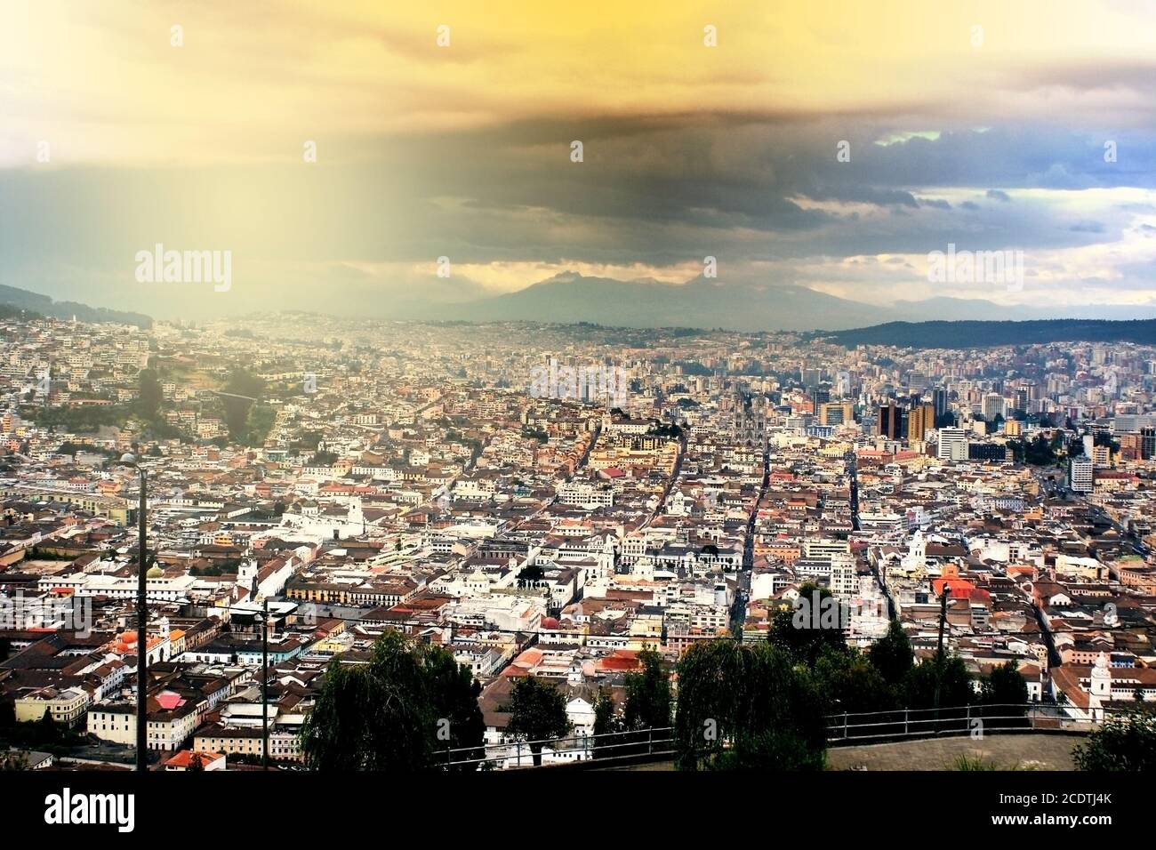 Evening view of Quito, Ecuador Stock Photo