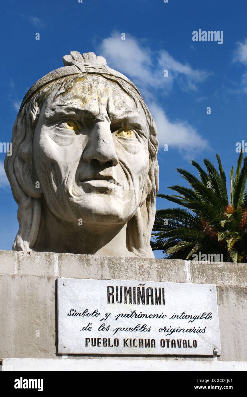 Bust of the Inca warrior Ruminawi, murdered 1535 by the Spaniards Stock Photo
