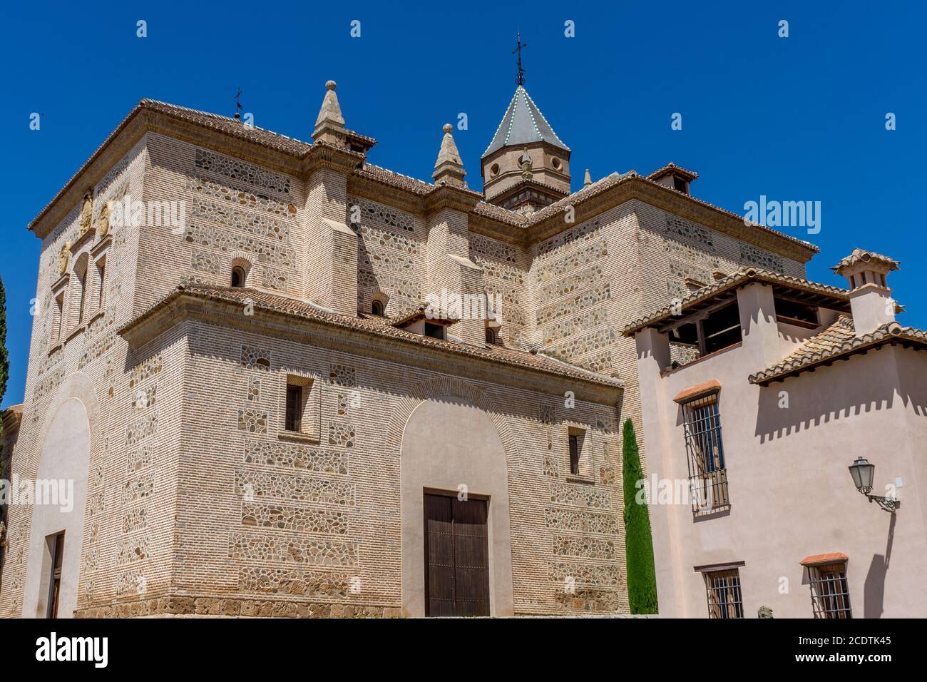 St. Mary Church of the Alhambra (Church of Santa Maria de la Alhambra) at the Alhambra Palace complex in Granada, Andalusia, Spa Stock Photo