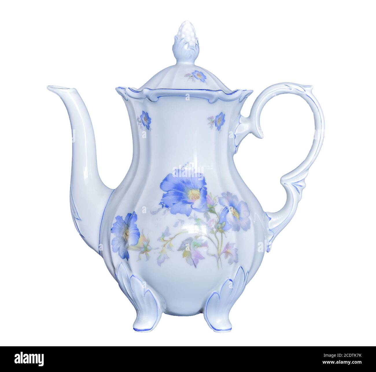 Vintage elegant porcelain tea pot isolated on white background Stock Photo