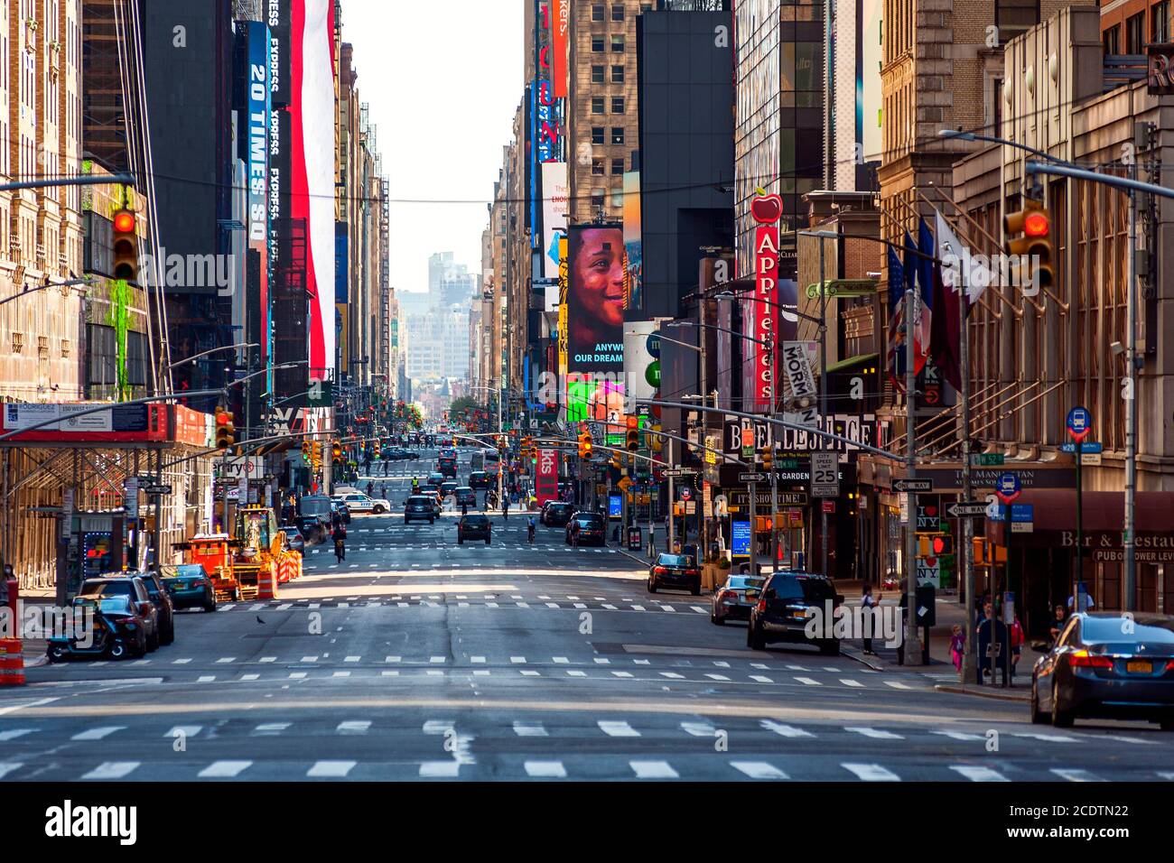 Empty street Seventh Avenue New York during COVID-19 Pandemic Stock Photo