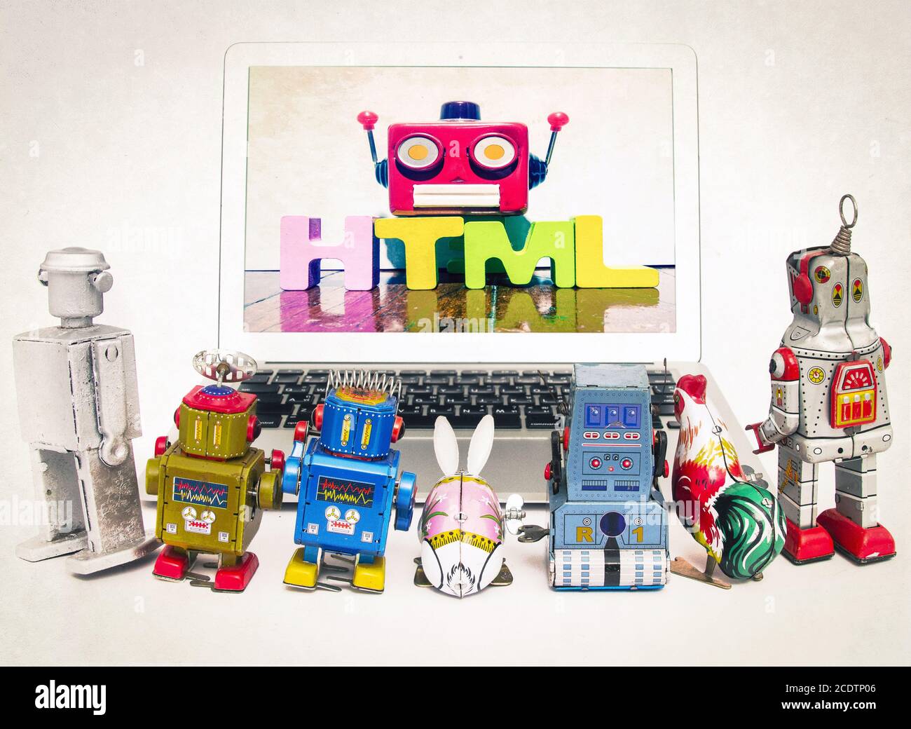 kid robots learn HTML Stock Photo