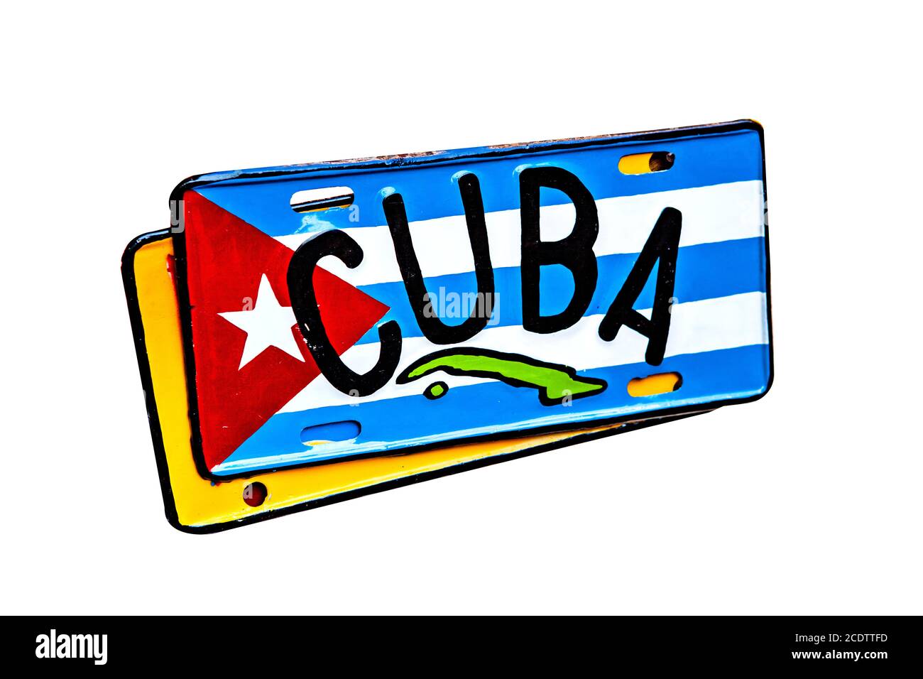 License plate with cuba flag isolated on white background Stock Photo
