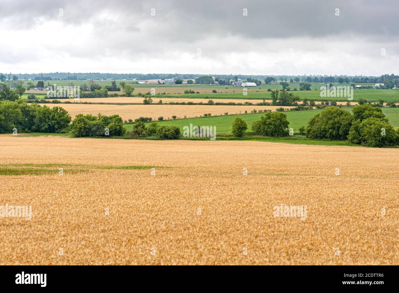 Overview of farmland and farms Stock Photo