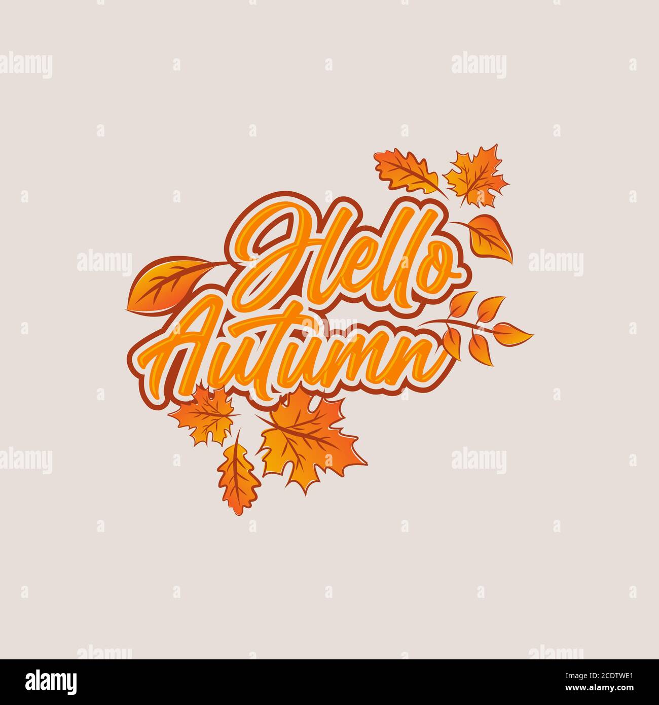Hello Fall Hand Lettering Hello autumn. hand drawn lettering on white background. Vector ...