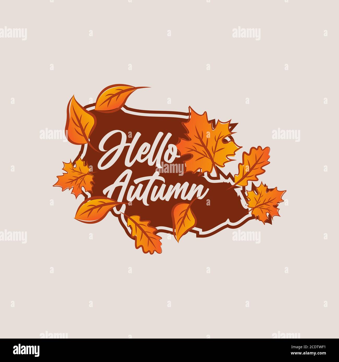 Hello Fall Hand Lettering Hello autumn. hand drawn lettering on white background. Vector ...