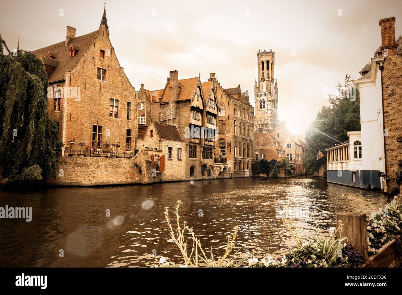 The famous Rozenhoedkaai in Bruges, Belgium Stock Photo
