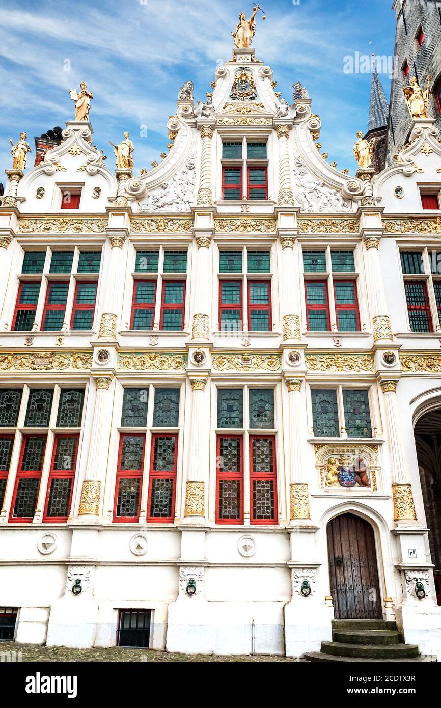 The front of the Old Chancellery at Burg square in Bruges Stock Photo