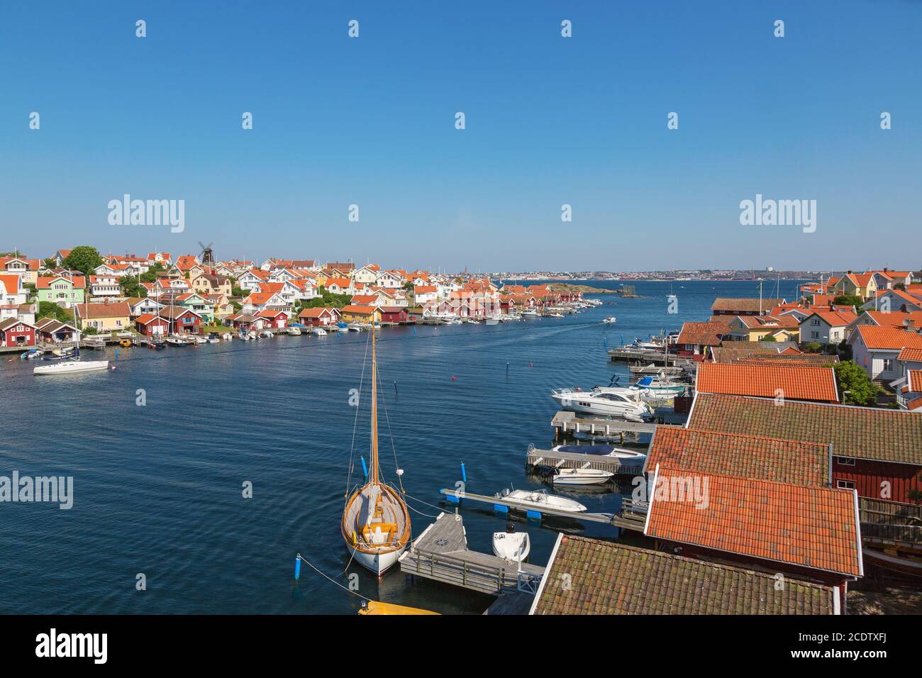 View over Fiskebackskil an old seaside village on the Swedish west coast Stock Photo