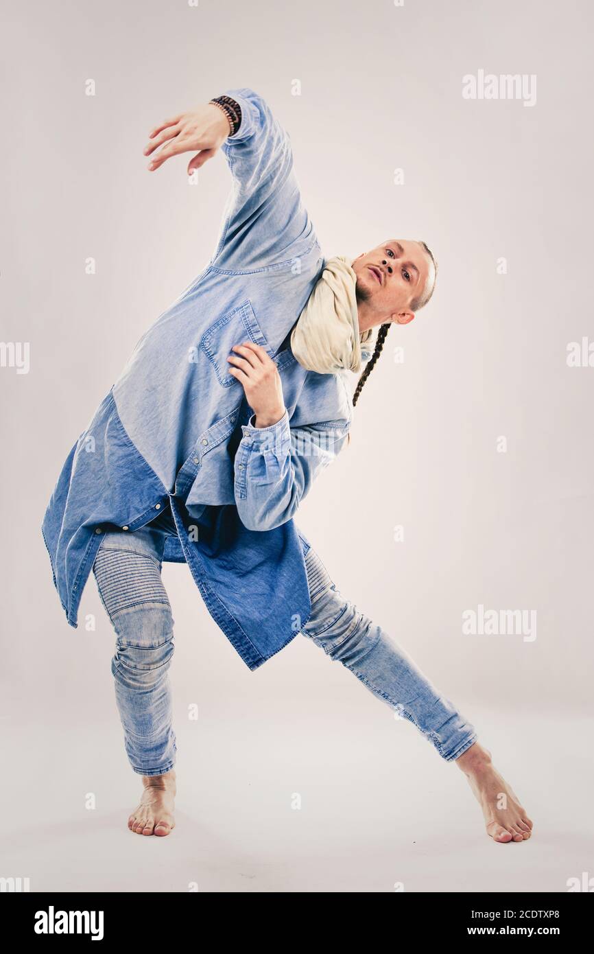 male contemporary hip hop dancer in denim Stock Photo - Alamy