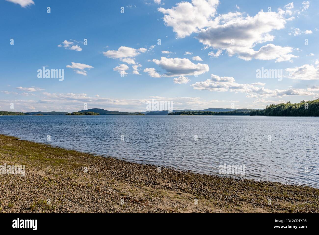 The view of the Quabbin Reservoir from Gate 33 in New Salem, MA Stock