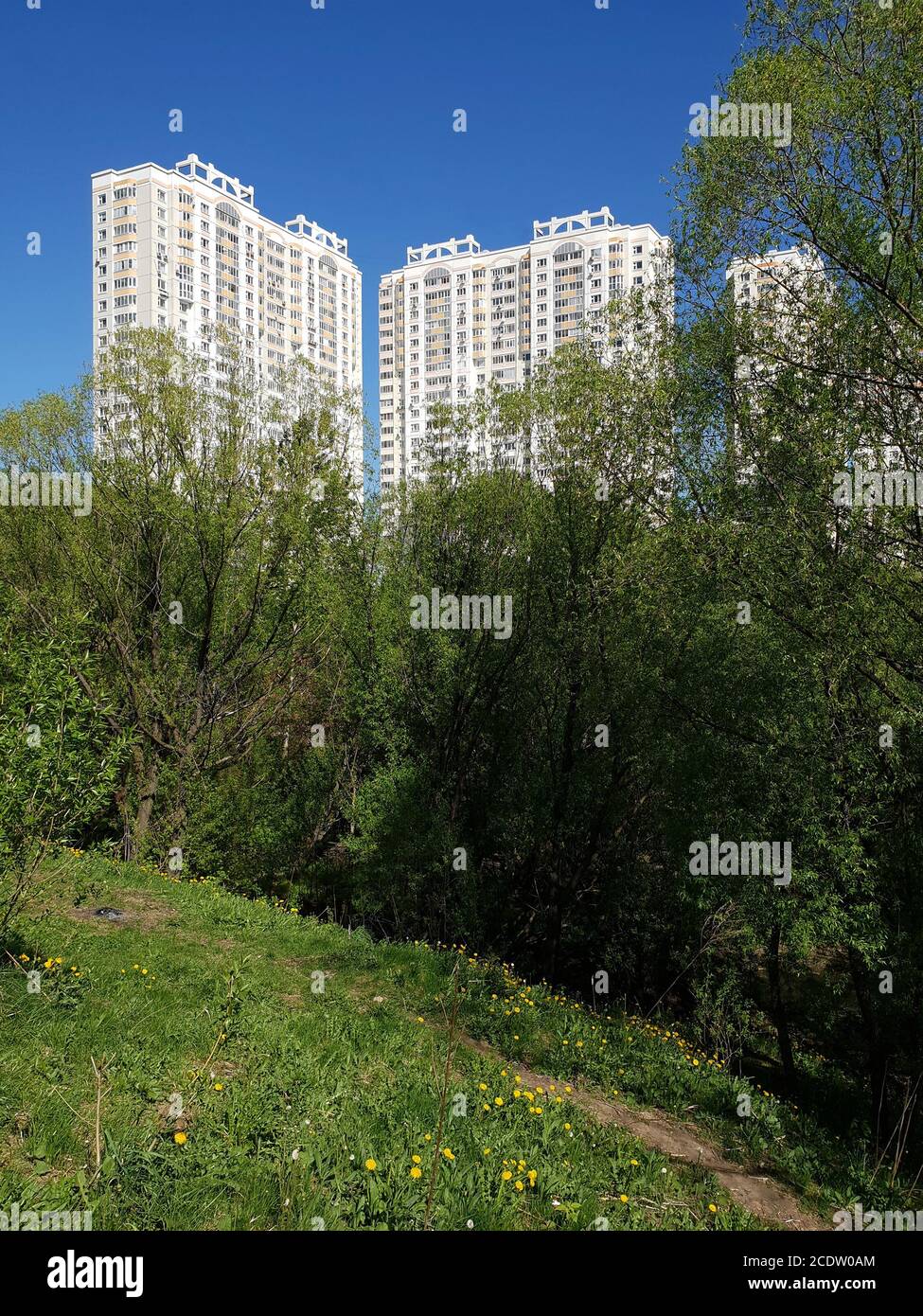 city landscape in an ecologically clean place in city of Khimki, Russia Stock Photo