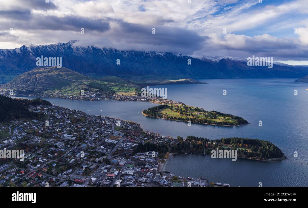 aerial view of Queenstown in daytime Stock Photo Alamy