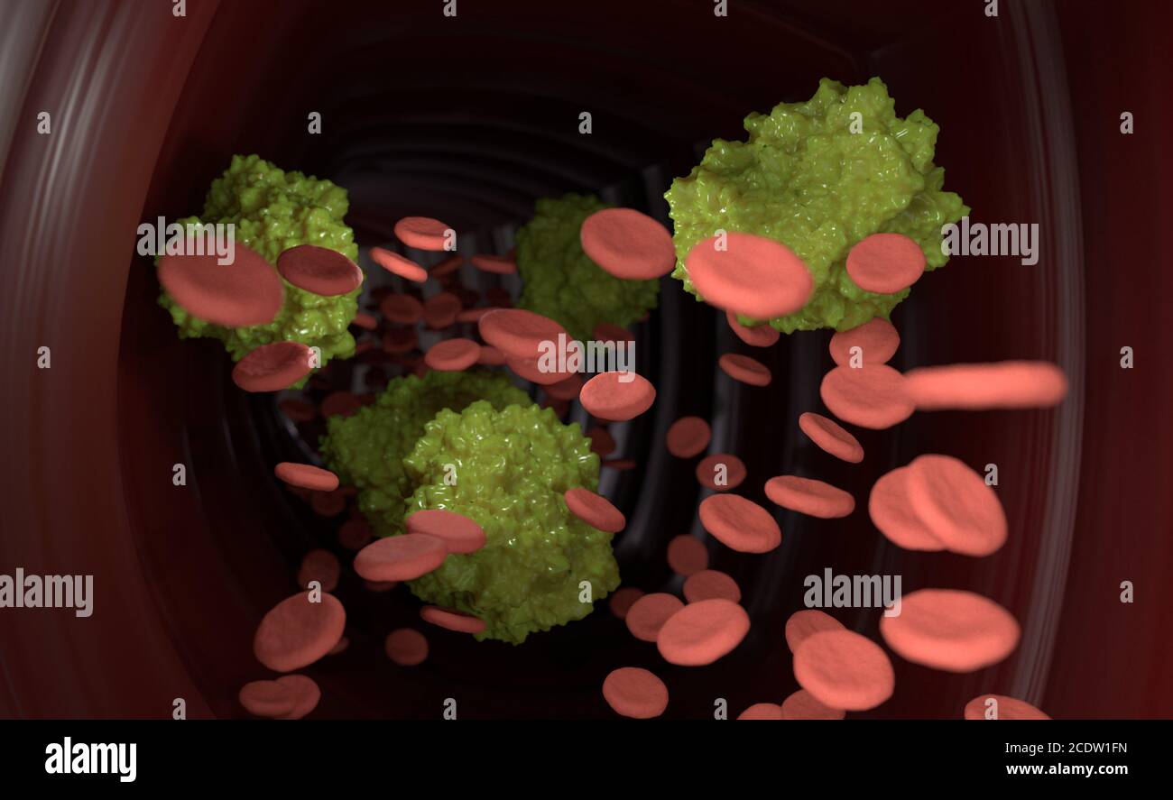 Virus in blood flow 3d illustration Stock Photo