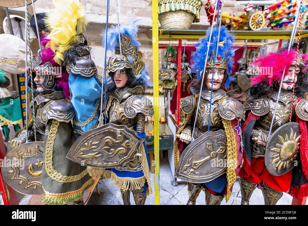 Sicilian knight puppets with metal armor in Palermo Stock Photo - Alamy