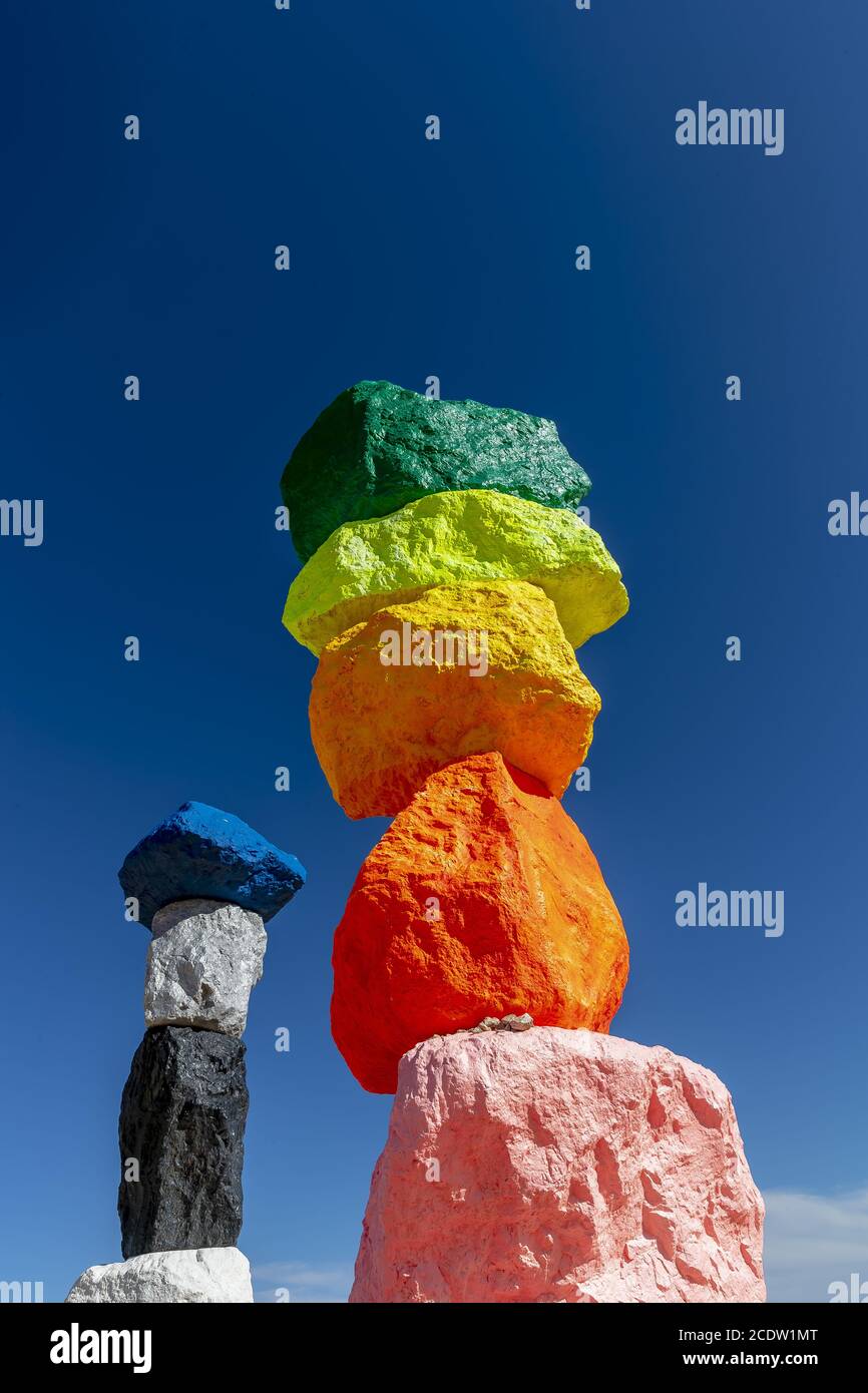Seven Magic Mountains Sculpture Adds Splash of Color to Desert Near Las Vegas Stock Photo - Alamy