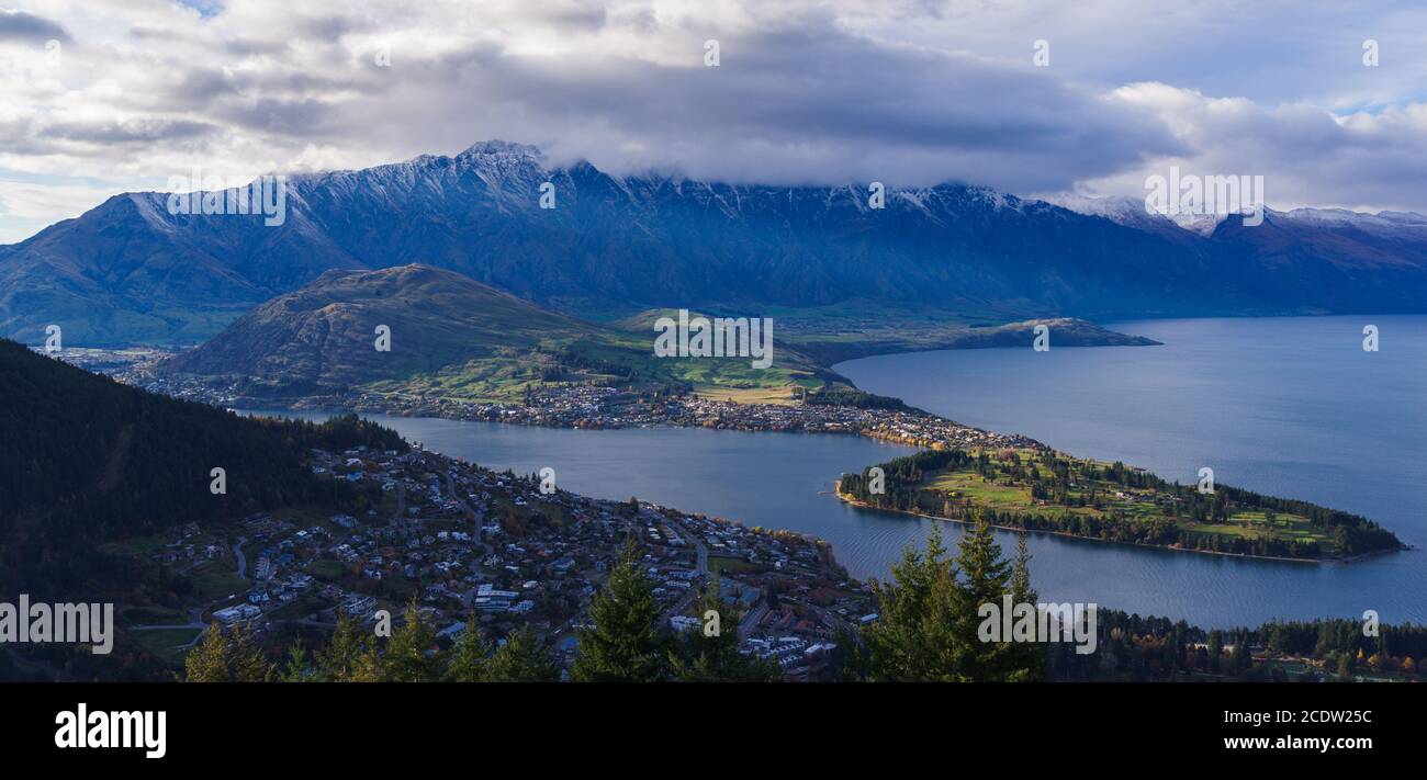 aerial view of Queenstown in daytime Stock Photo Alamy