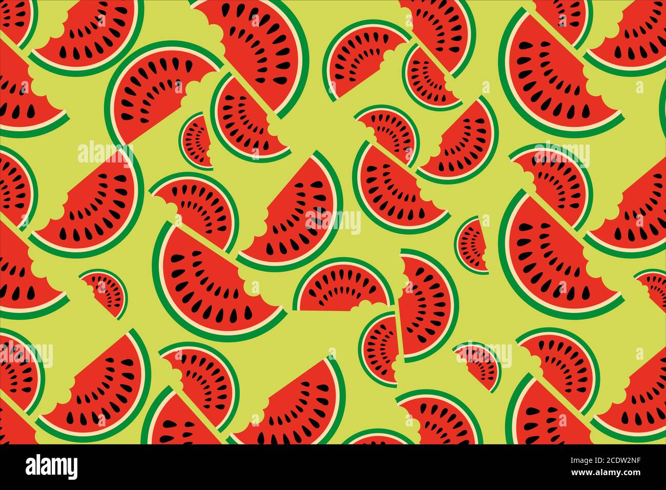 Seamless vector water melon pattern on a light green background Stock Vector
