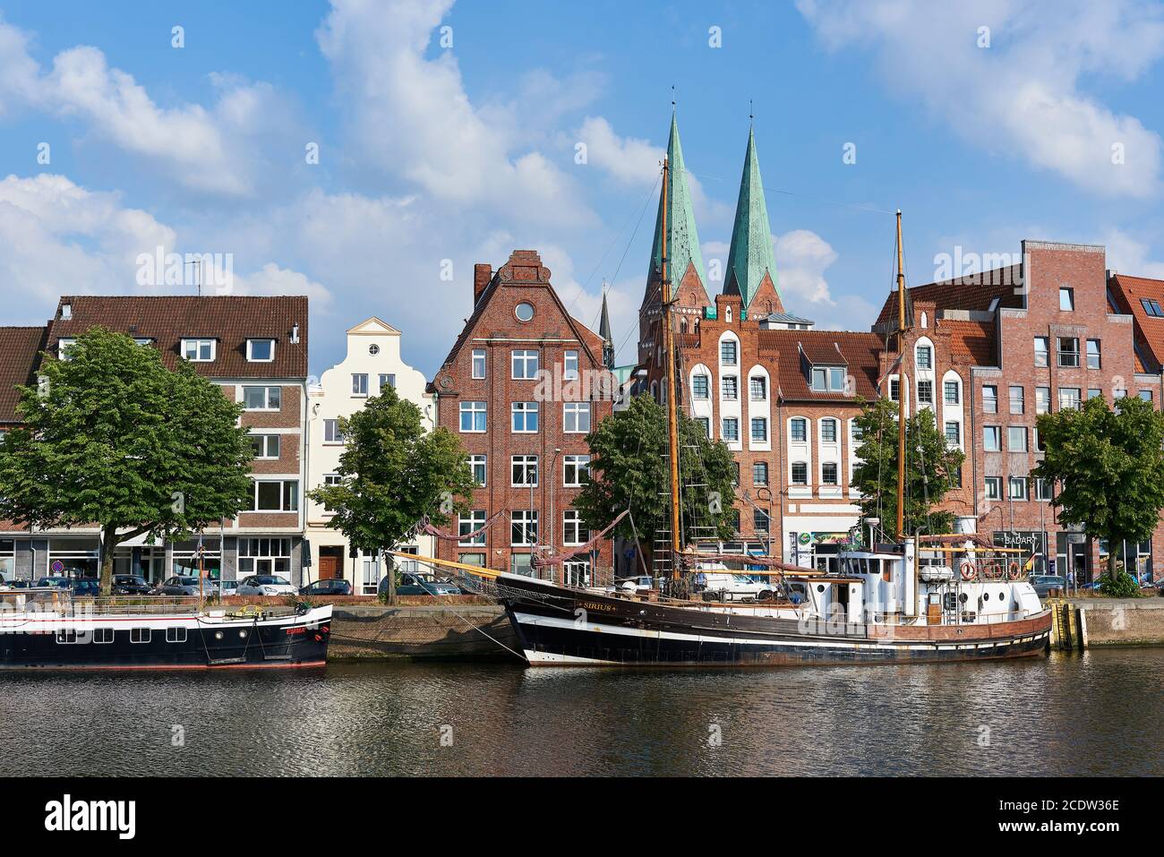 Ships at Museum Harbour, Lübeck, Germany Stock Photo