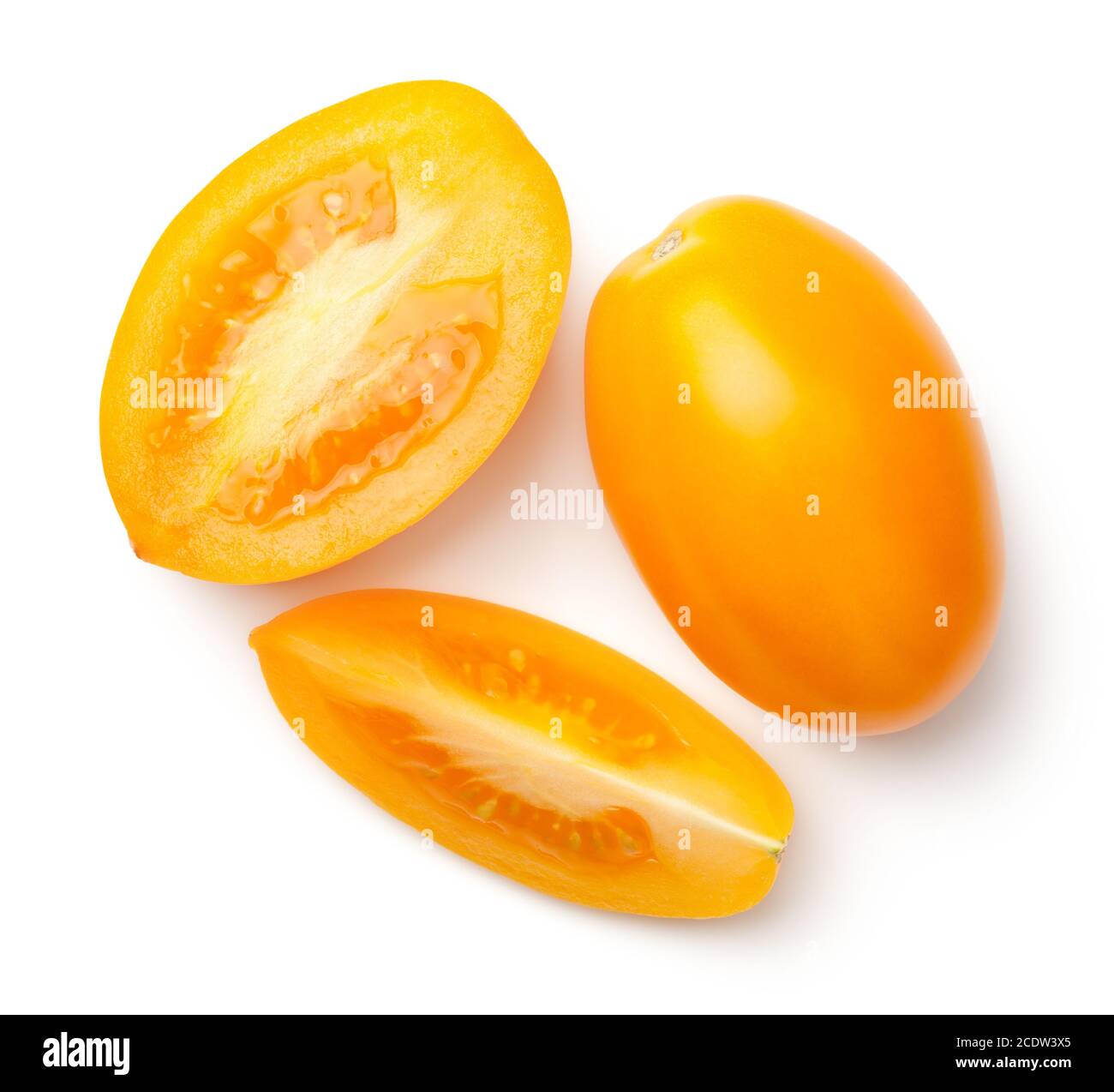 Yellow Plum Tomatoes Isolated on White Background Stock Photo - Alamy