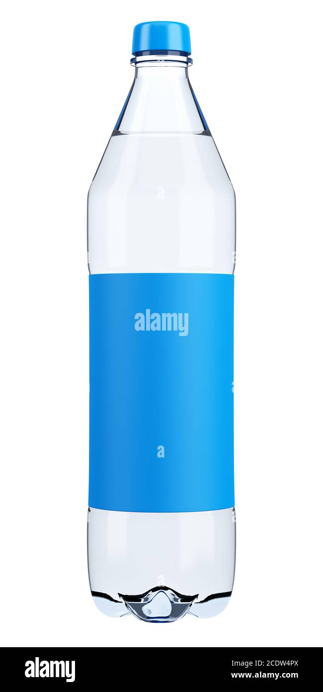 plastic water bottle with blank label template isolated on white ...