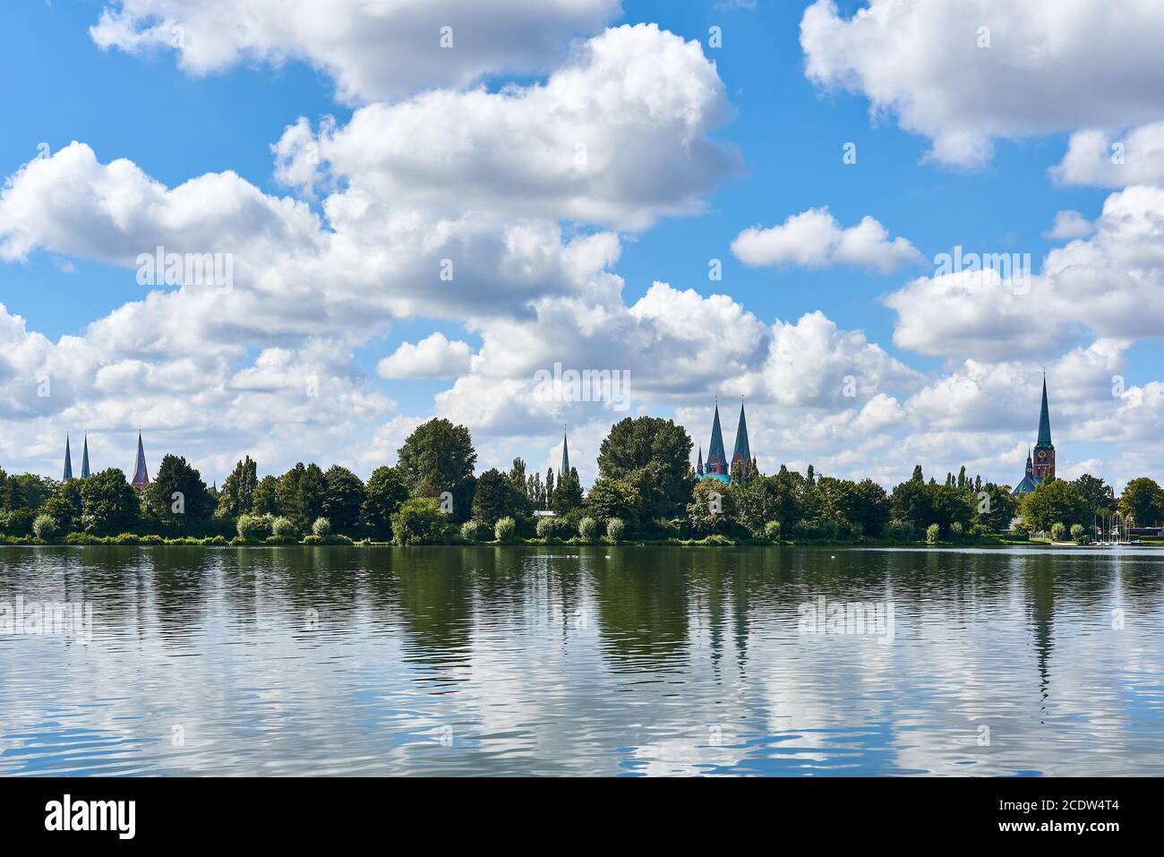 The Seven Towers of Lübeck, Germany Stock Photo