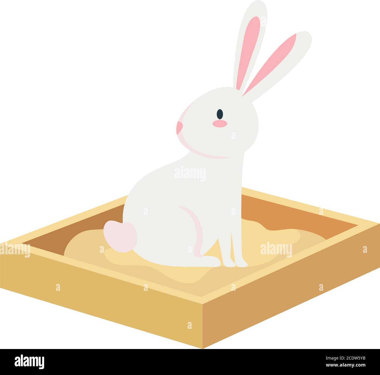Cute white rabbit cartoon on sand box vector design Stock Vector Image ...