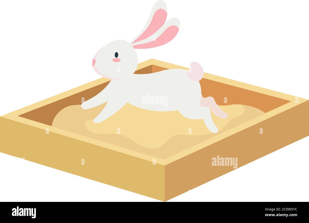 Cute white rabbit cartoon on sand box vector design Stock Vector Image ...