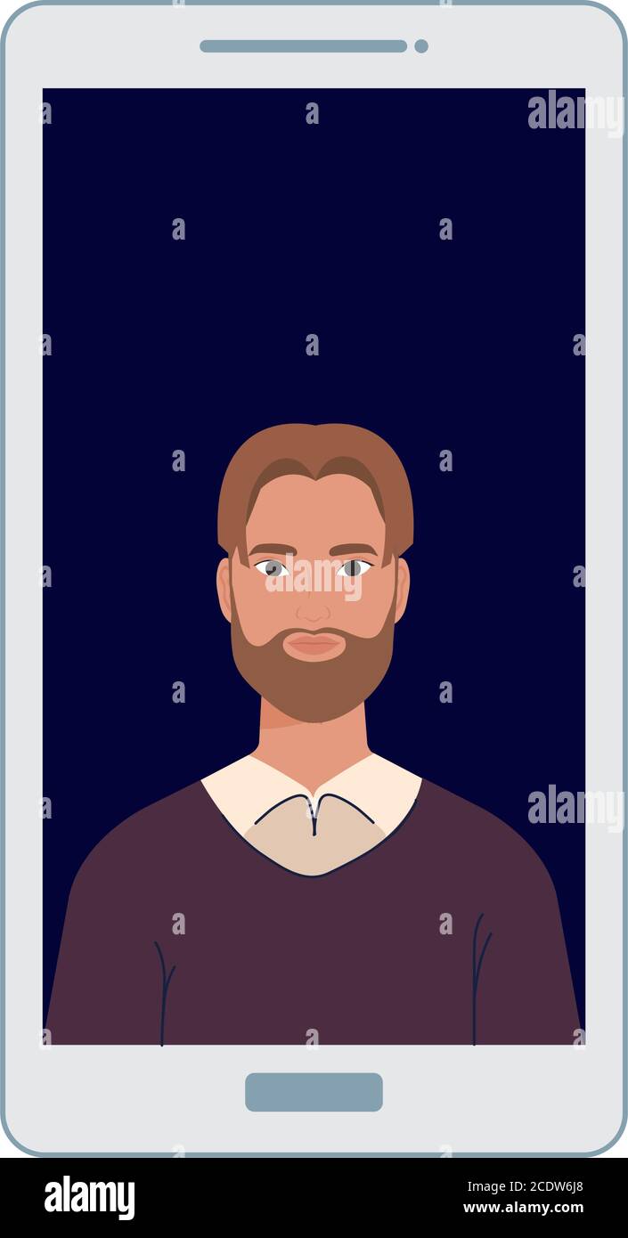 man cartoon with beard in smartphone vector design Stock Vector Image ...