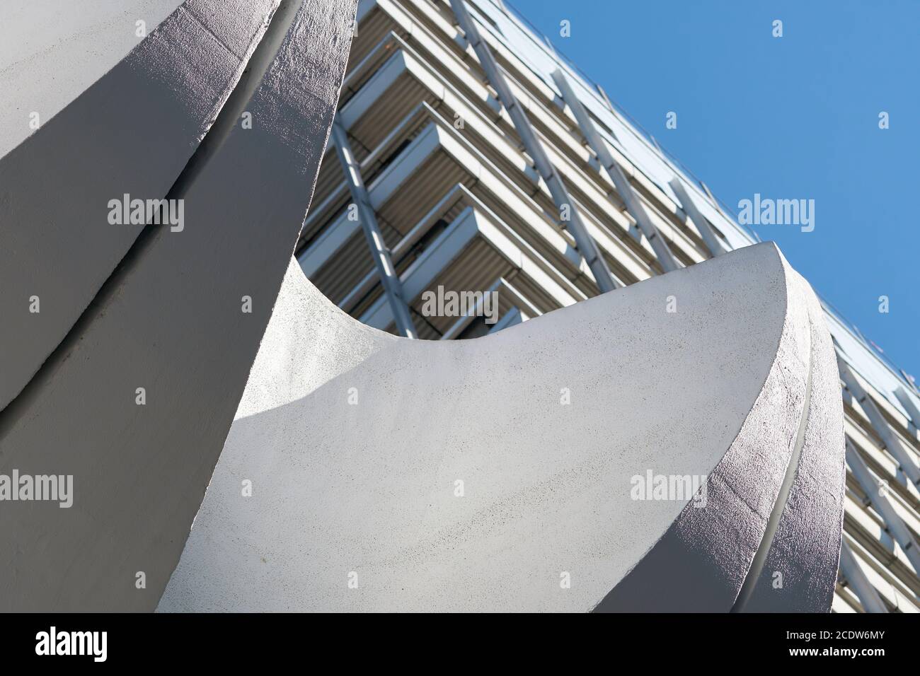 Office building in downtown Berlin with concrete elements in the entrance area as a decoration Stock Photo
