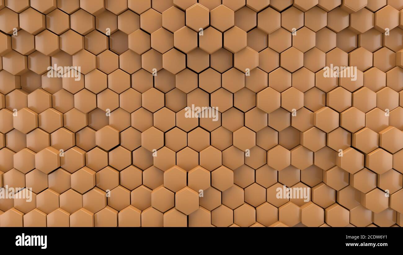 yellow hexagon background, 3d illustration Stock Photo