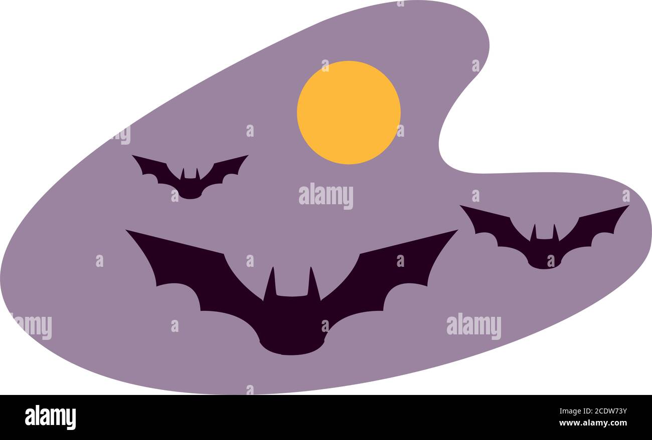 Halloween bats and moon design, Holiday and scary theme Vector ...