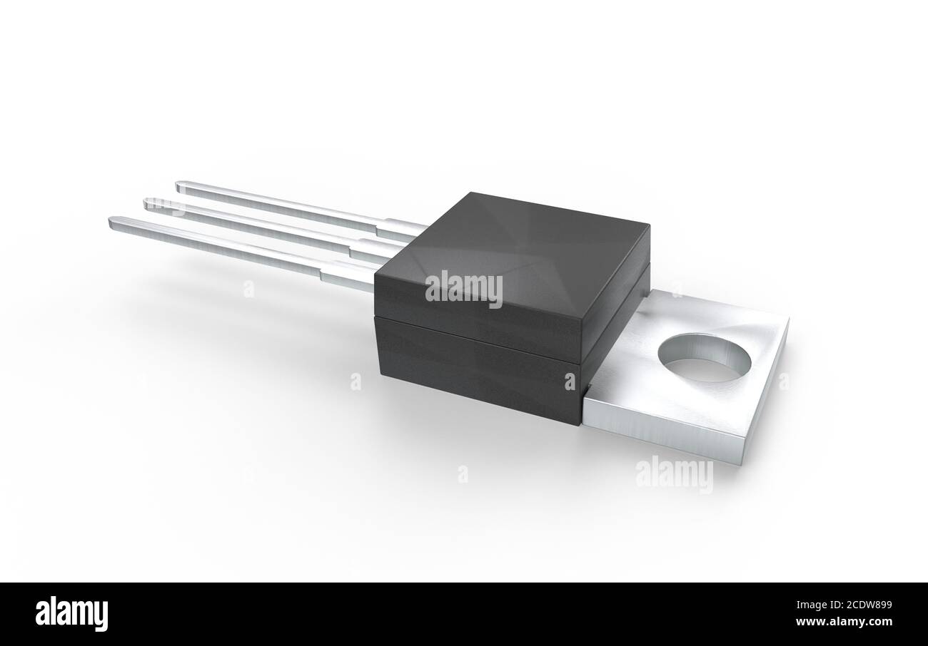 Isolated TO220 MOSFET electronic package 3d illustration Stock Photo