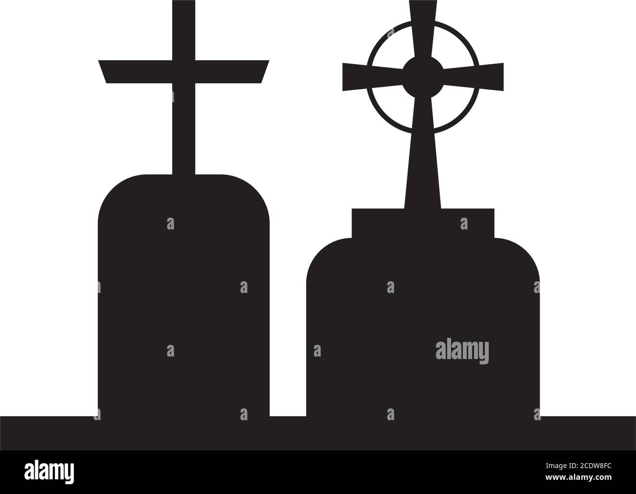 graves with crosses design, death tomb cementary and scary theme Vector illustration Stock Vector