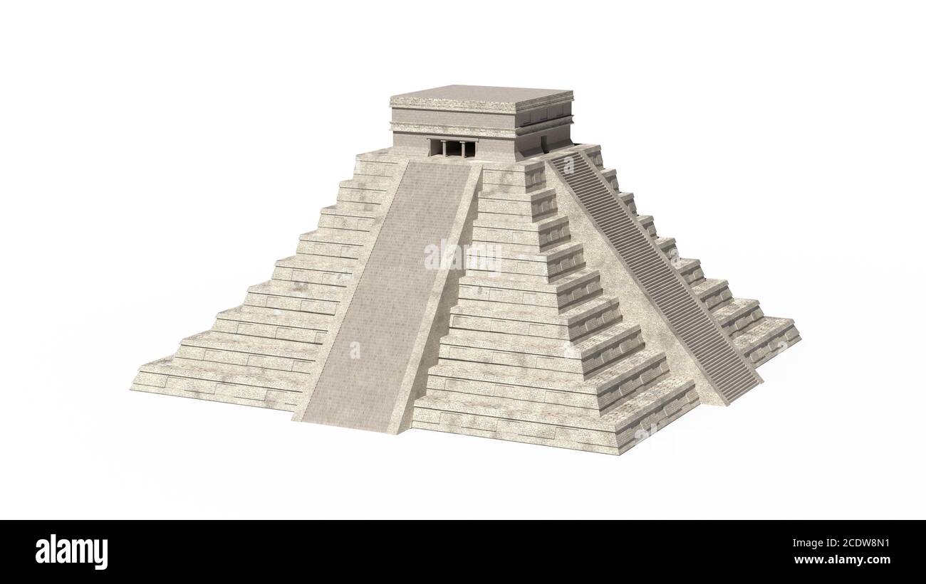 Temple of Kukulkan. Mayan pyramid. Chichen Itza. Yucatan, Mexico 3d illustration Stock Photo