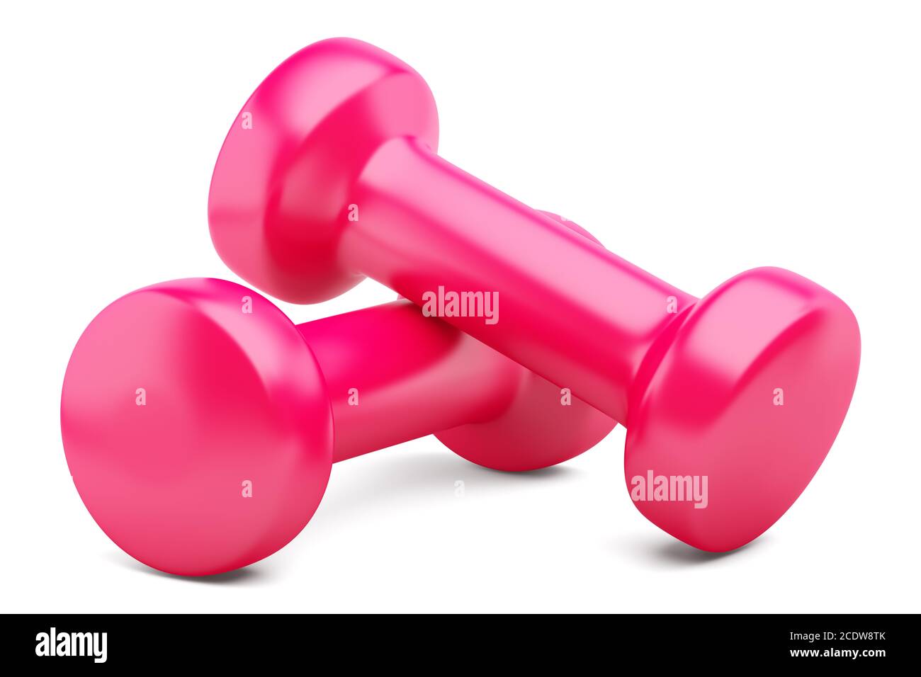 pink dumbbells isolated on white background Stock Photo