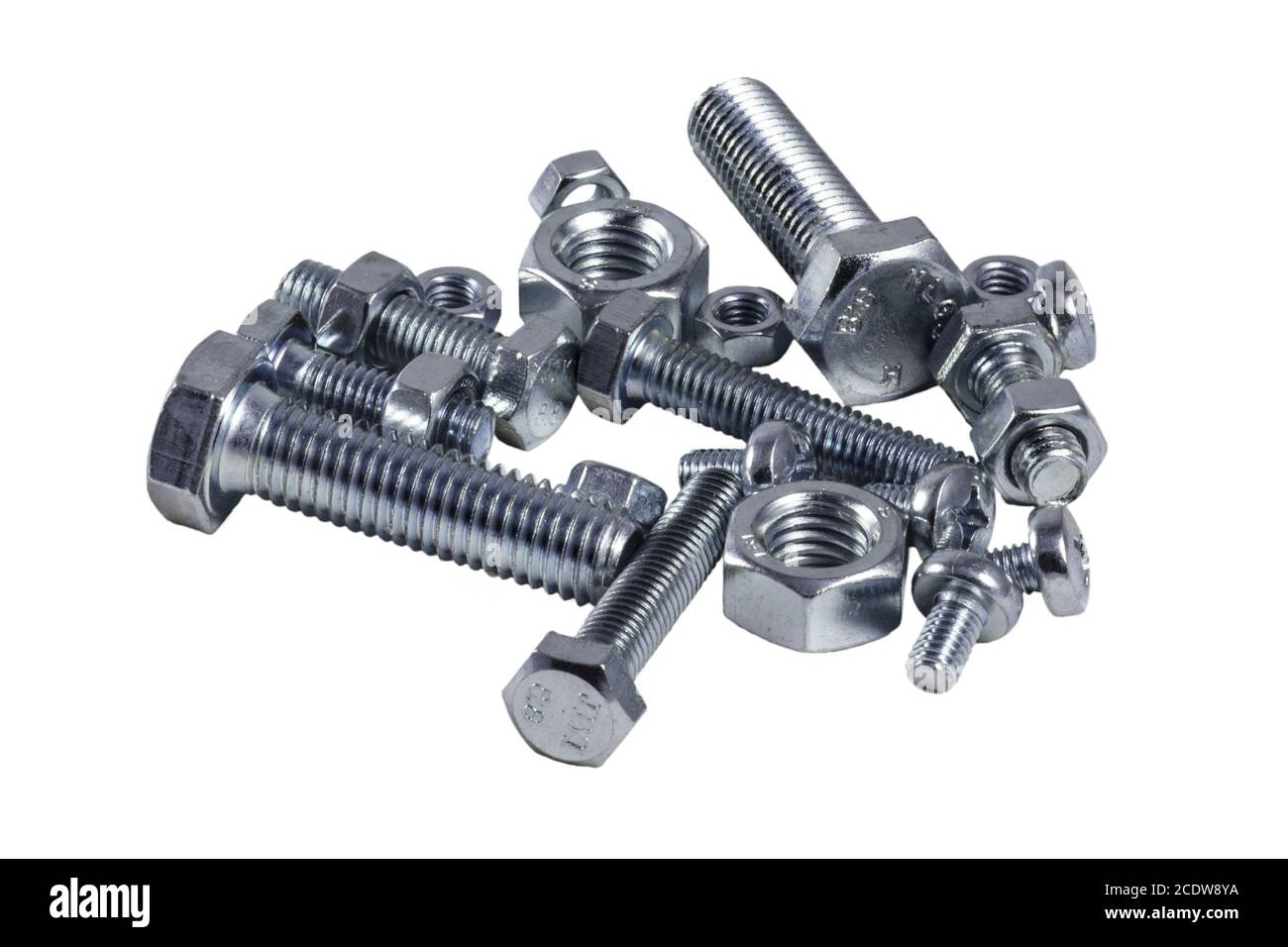 Bolts, screws and hex nuts set Stock Photo Alamy