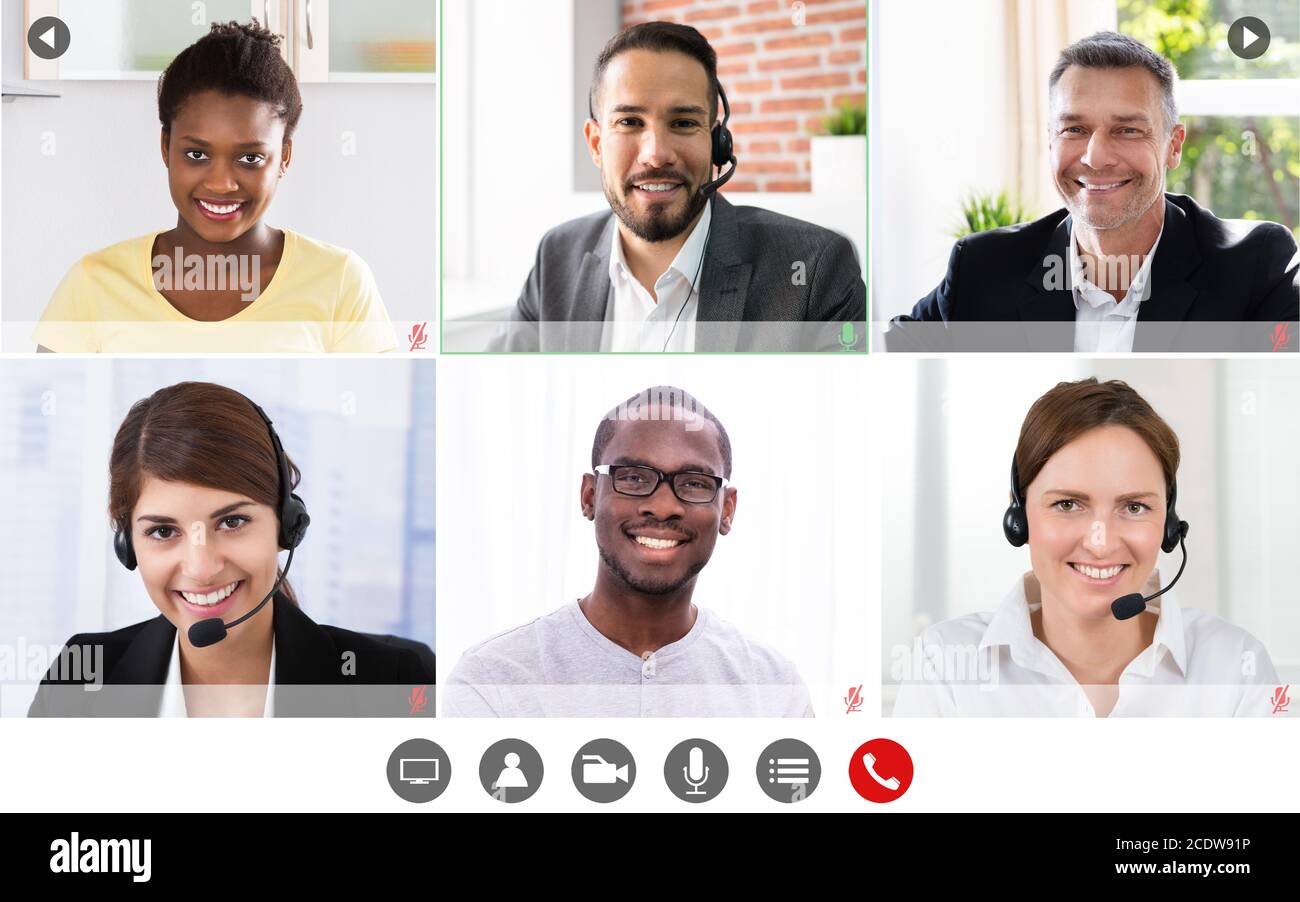 Online Video Conference Meeting Group Call Screen Stock Photo - Alamy