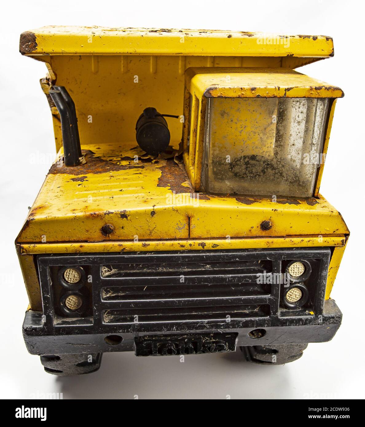 Vintage yellow toy truck Stock Photo